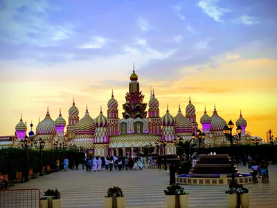 Global Village Dubai at night